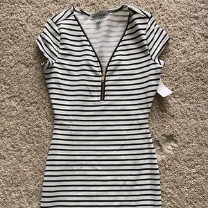 White and black striped dress